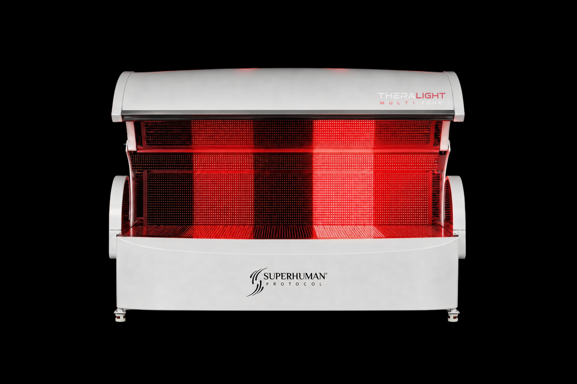 TheraLight Multi-Zone bed with five treatment zones illuminated at different intensities
